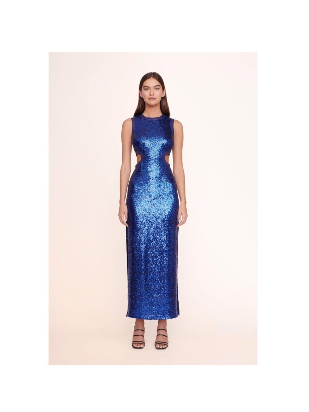 STAUD Dolce Sequined Maxi Dress / Medium / Cobalt Navy Cutout Evening Wedding